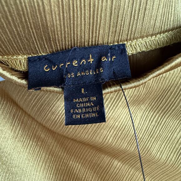 Satin Midi Skirt Ruched Chartreuse Asymmetric Hem Current Air Anthropologie NWT - Picture 5 of 6